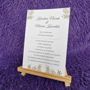 Zaproszenie jednokartkowe Zielone Liście 1